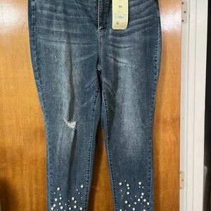Arula Pearl Embellished High Rise Skinny Jeans – Size 18, NWT